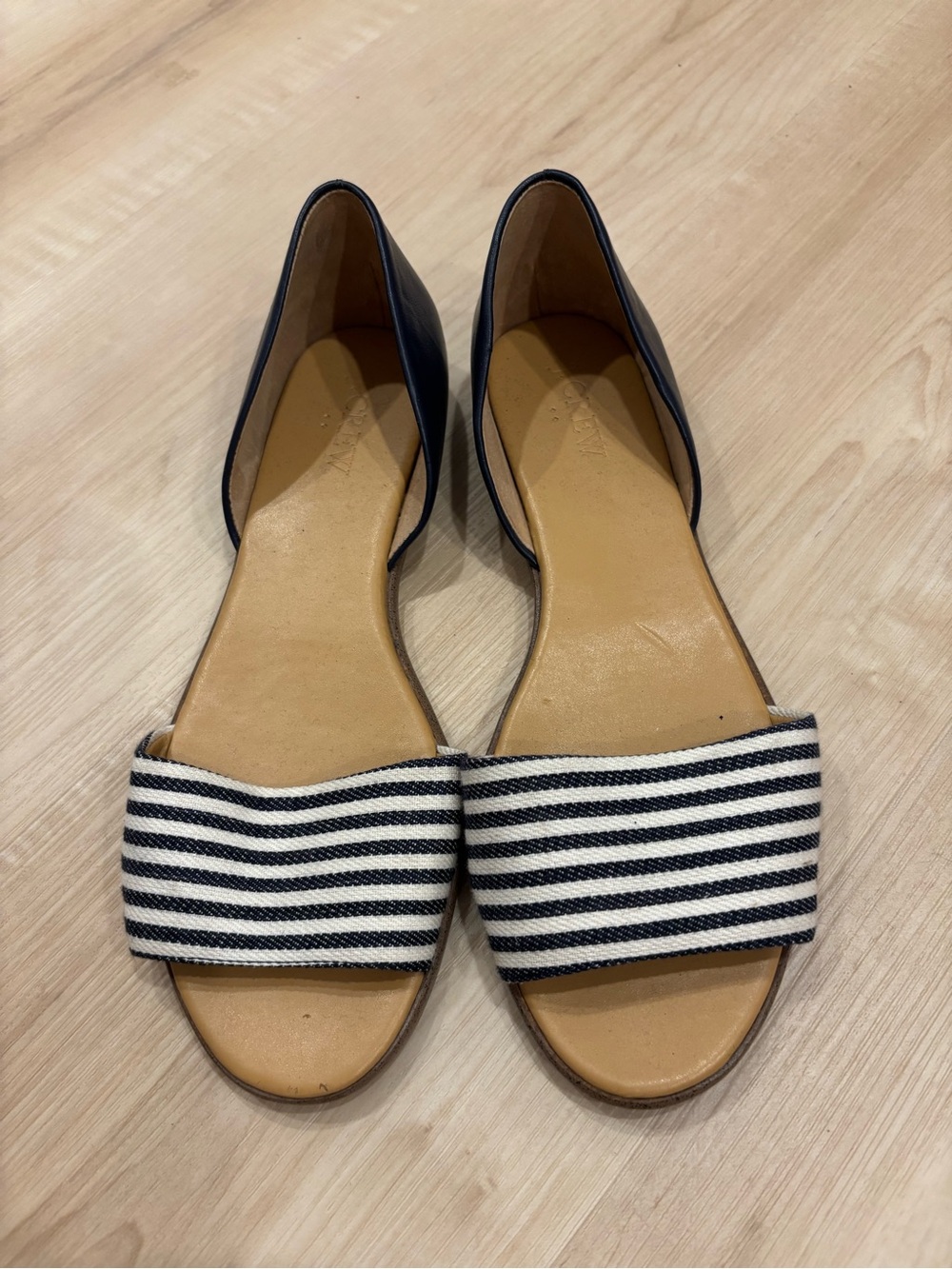 J Crew Factory Striped Navy and White Sandals